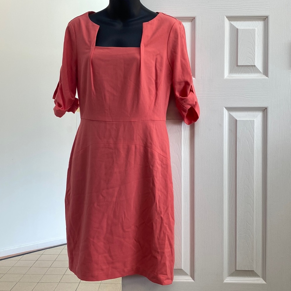 BCBG MAXAZRIA peach dress.
